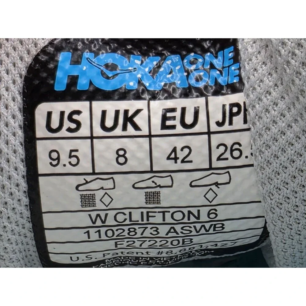 Hoka One One Clifton 6 W Women's Size 9.5 Running Walking Shoes Light Blue White